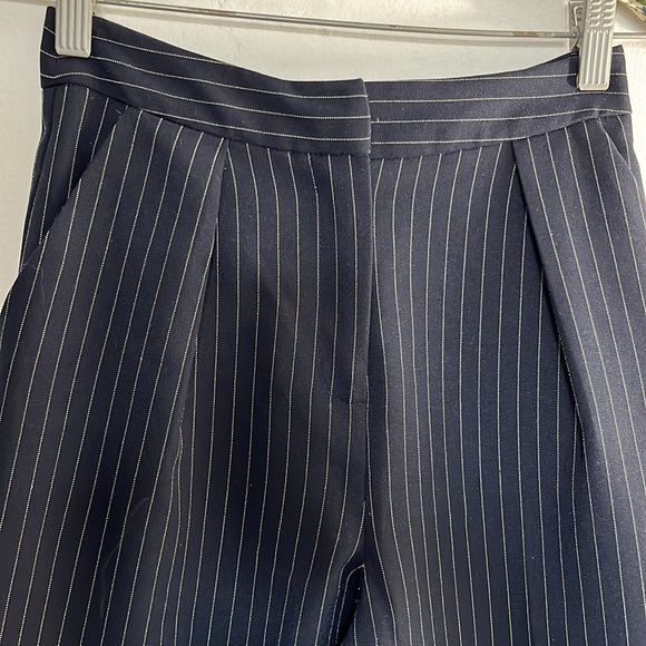 TOPSHOP Petite Navy Pinstripe Tapered Trousers - Picture 2 of 6